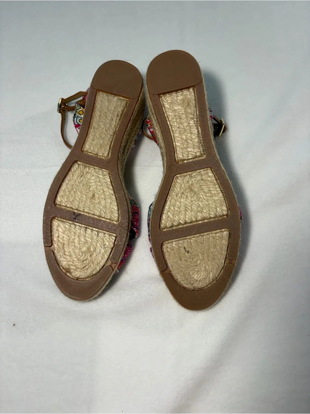 Talbots Women's Pink Patterned Knot Espadrille Wedge Sandals